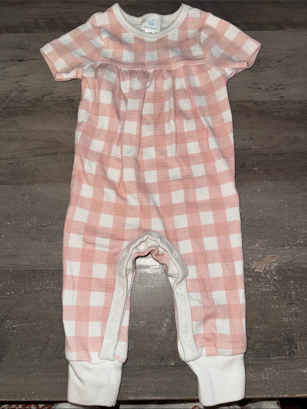 cloud island Pink and White Gingham Short-Sleeve One-Piece